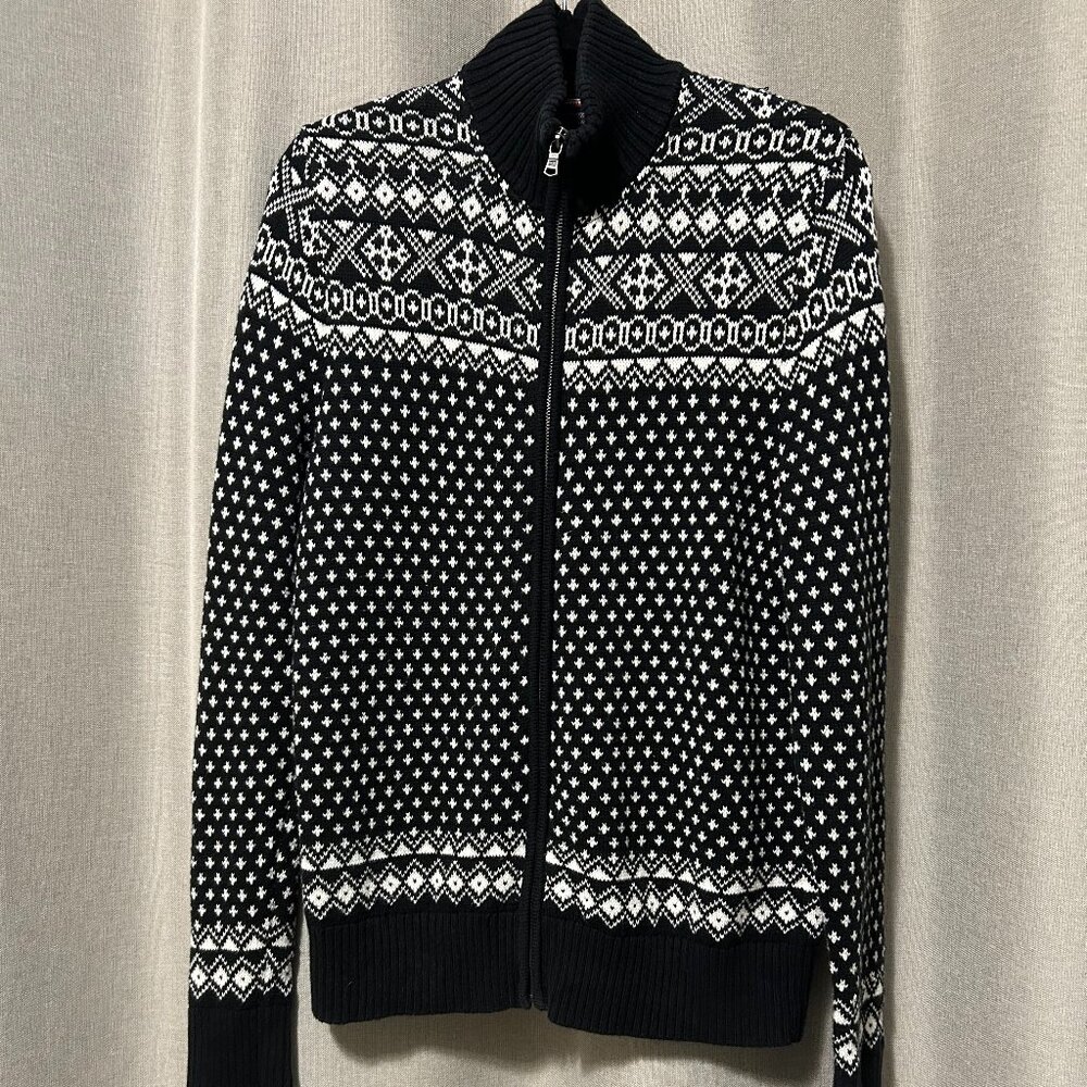 TOMMY HILFIGER Nordic Knit Fair Isle Zip Jacket - Cotton Wool Blend - Men S Wm M